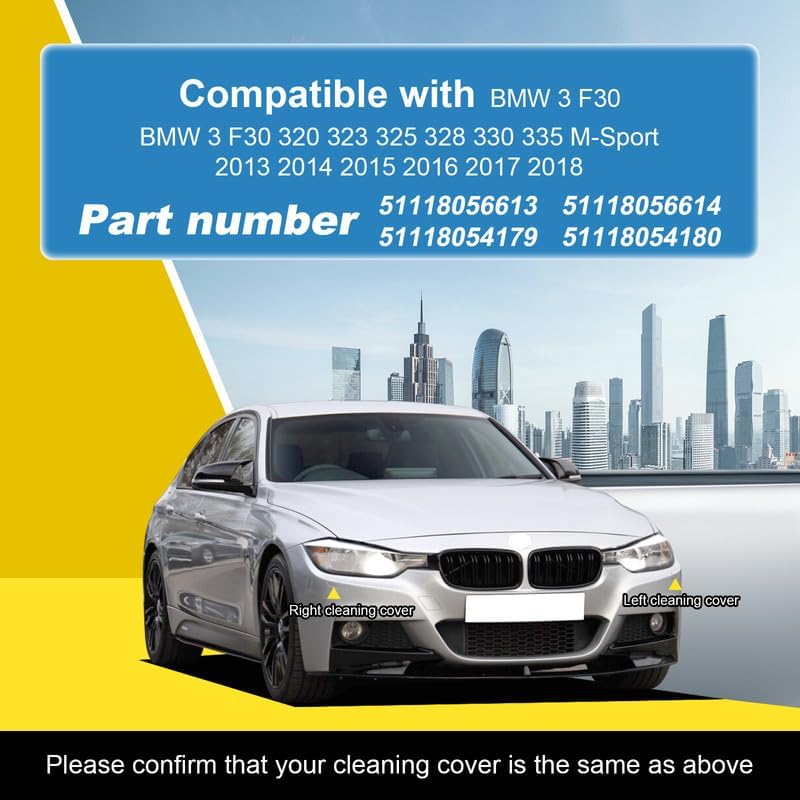 Goholy Car Front Bumper Headlight Washer Nozzle Cover Cap Compatible With BMW 3 F30 320 323 330 335 M-Sport 2013 2014 2015 2016 2017 2018 Headlight Cleaning Cover 51118056613 51118054179 Water Spray Cover - Image 2